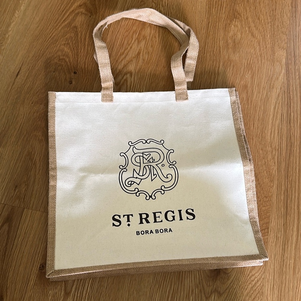 St. Regis Bora Bora beach bag tote canvas burlap